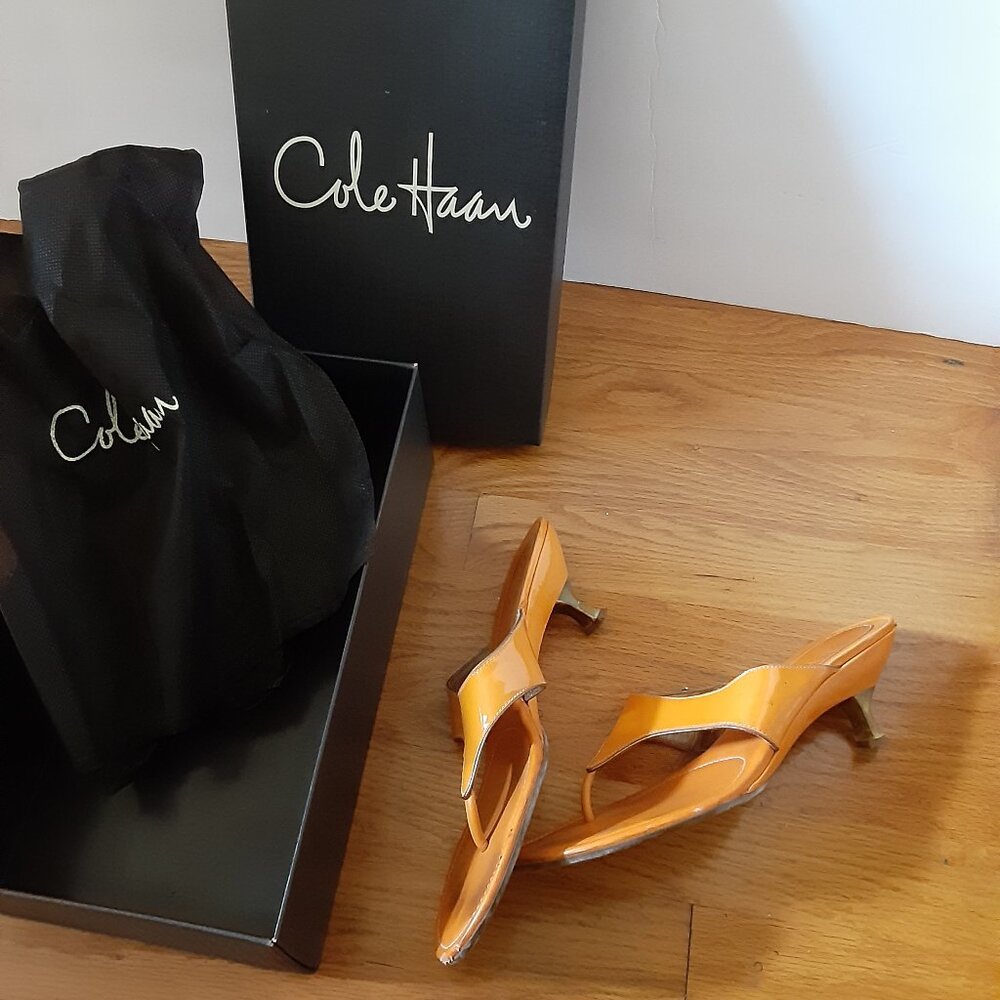 Cole Haan Franny Thong II Orange Patent Sandal